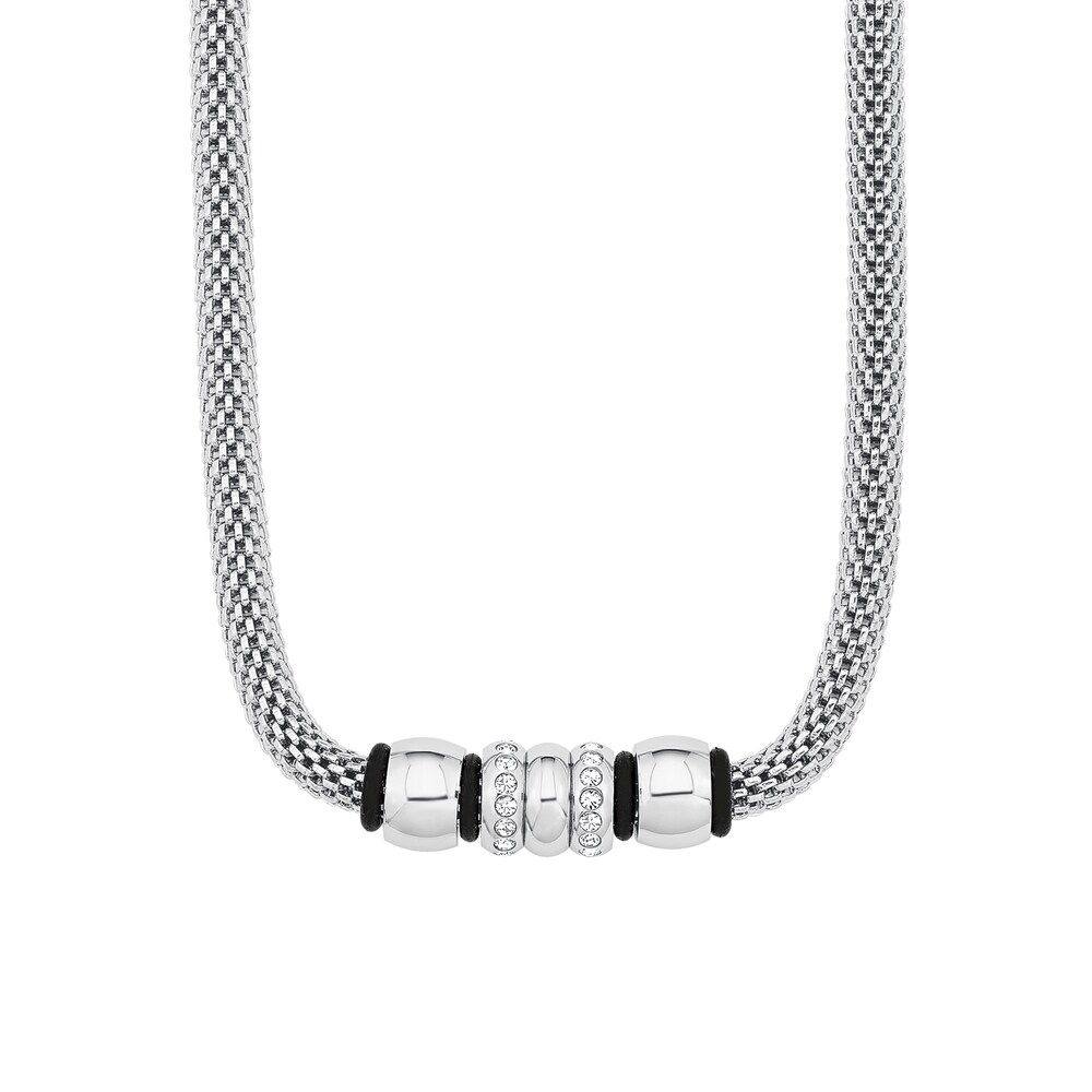 s.Oliver Necklace for Women, Stainless Steel, Crystal Glass Ball Chains White Women