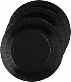 Santex Feest gebaksbordjes - zwart - 10x - karton - 17 cm - rond