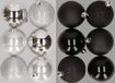 Merkloos / Sans marque 12x stuks kunststof kerstballen mix van zilver en zwart 8 cm - Kerstversiering