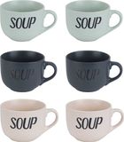 Cosy & Trendy Soepbekers/soepkommen - set 6x stuks - 11 x 8 cm - 510 ml - keramiek - mix kleuren