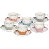 Tognana Sienna koffiekopjes met schoteltjes, New Bone China, meerkleurig, 6 stuks