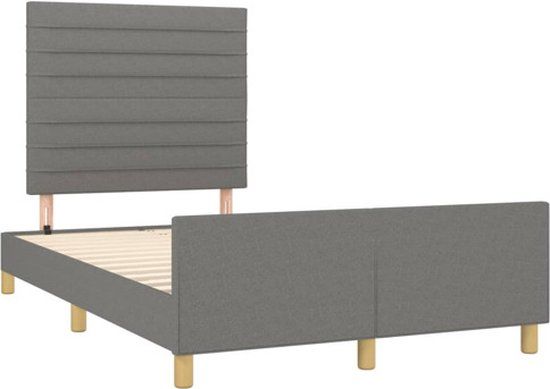 vidaXL Bedframe zonder matras 120x200 cm stof donkergrijs