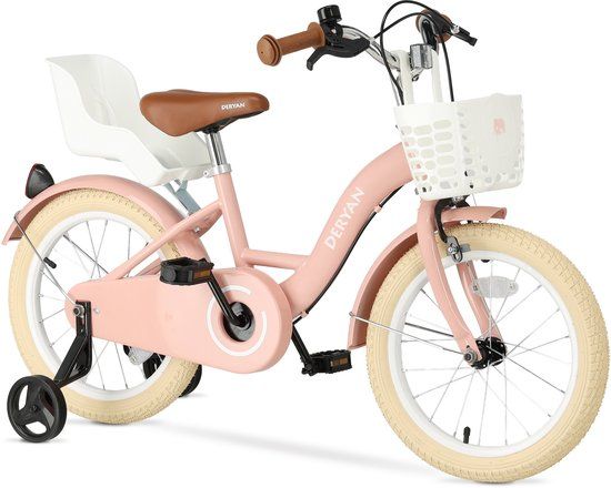 Deryan Zoey Kinderfiets 16 Inch - Verstelbare Fiets met Mandje - Roze