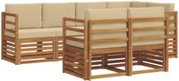 vidaXL - Buiten - bank - set - 7 - st - Natuurlijk - en - Beige - Polyester