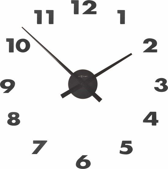 NeXtime Small Hands Wandklok - 48 cm - Zwart