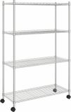 vidaXL Opbergrek 4-laags met wielen 200 kg 90x35x142 cm chroomkleurig