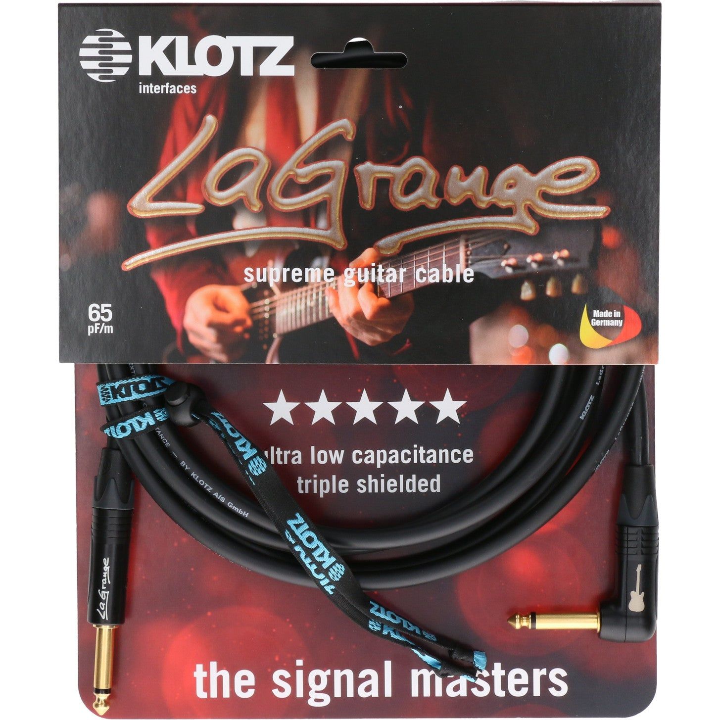 Klotz LaGrange gitaarkabel 3 meter recht - haaks