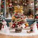 Merkloos Kerstboom Kunstmatige Kerstboom 45cm - Mini Kerstboom - Tafel Decoratie - Oranje/Rode Decoraties - Strik/Versiering - Perfect voor Kerstmis