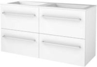 Basic Line Start 46 Badkamermeubelset - 120 x 46 cm - Met Grepen - 4 Lades - Acryl Wastafel - Zonder Kraangat - Ice White