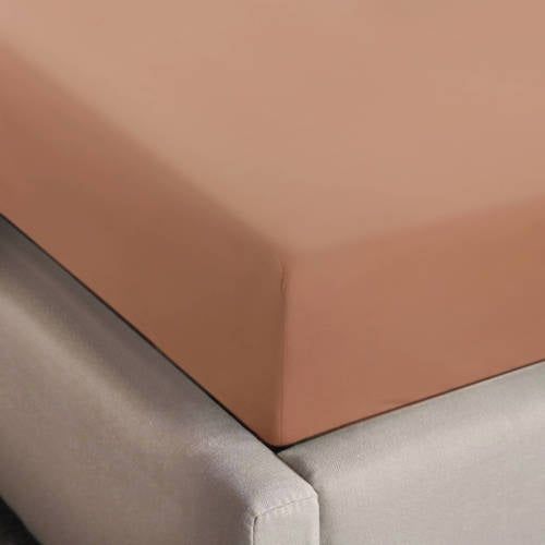 NOUS Living basis hoeslaken bruin roze