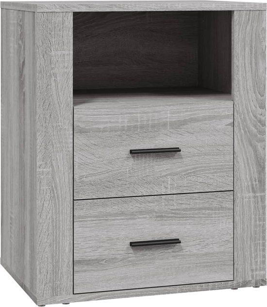 vidaXL Nachtkastje 50x36x60 cm Bewerkt Hout Grijs Sonoma Eikenkleurig