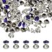 Boutons en cuir avec strass, 70 ensembles, 6 mm, bleu foncé, argenté