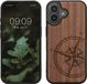 kwmobile telefoonhoesje geschikt voor iPhone 17 - Hoesje met bumper - hout - In donkerbruin Vintage Kompas design