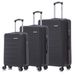 Ensemble de valises, valises à roulettes, bagages à main, ensemble de valises, avec 4 roulettes 360°, coque rigide, serrure à combinaison, poignée souple en caoutchouc (ensemble de 3, M, L et XL, noir)