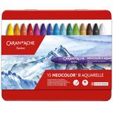 Caran d'Ache NEOCOLOR II, metalen doos, 15 kleuren