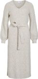 VILA VICLEO V-NECK L/S CABLE KNIT DRESS - Dames - Maxi jurken - S - Super Light Natural Melan
