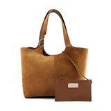 COCCINELLE Leren schoudertas C-Easy Suede Handbag Cognac