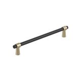 Amerock Mergence 7-9/16 inch (192mm) Center-to-Center Matte Black/Golden Champagne Cabinet Pull, BP36980FBBBZ