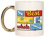Bellatio Decorations Cadeau koffie/thee mok - de beste coach/trainer - van de wereld - goud - 300 ml