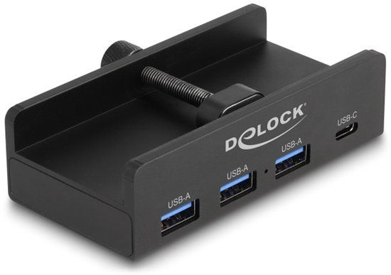 Delock External USB 5 Gbps 4 Port Hub 3 x USB Type-A and 1 x USB Type-C™ with Locking Screw
