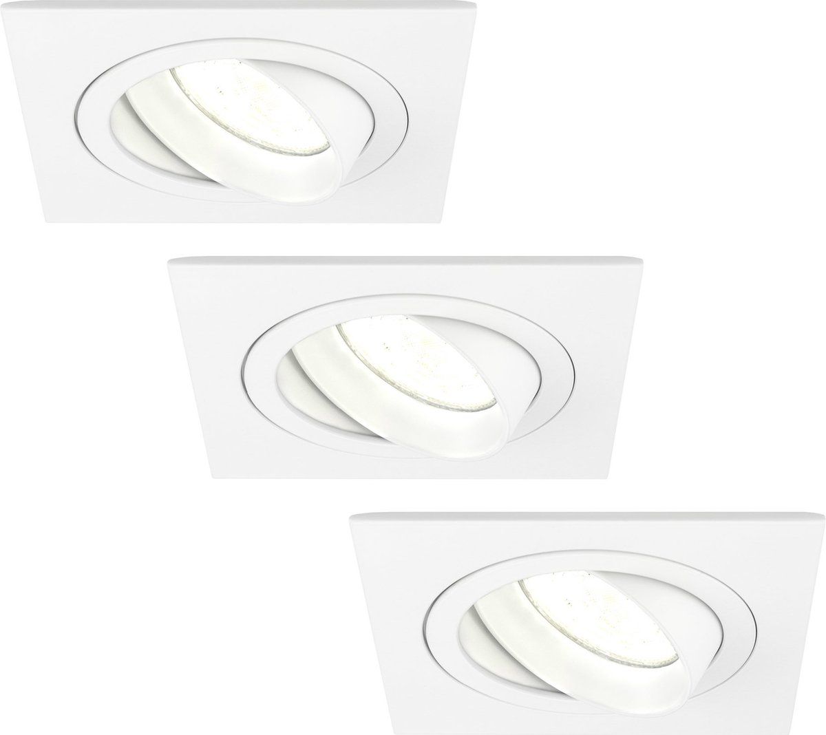 LEDVION Dimbare LED Inbouwspot - Sevilla - 3-Pack - 5W - 4000K - Vierkant - Wit