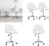VidaXL Eetkamerstoelen draaibaar 2 st kunstleer wit