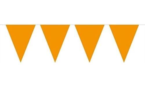 Partydecoraties 10 meter vlaggetjesketting met 15 vlaggen oranje