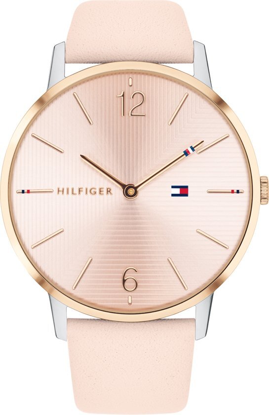 Tommy Hilfiger Tommy Hiliger TH1781973 Horloge - Leer - Roze - Ã˜ 40 mm