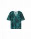 Grace & Mila T-shirt Guerlin Manches courtes Col en V Fleurie Coton Vert