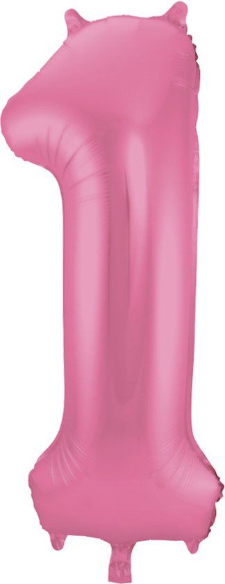 Folat Folieballon Cijfer 1 Roze Metallic Mat - 86 cm