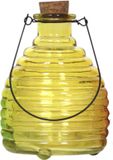 Luance Wespenvanger/wespenval met hengsel - glas - geel - D13 x H17 cm