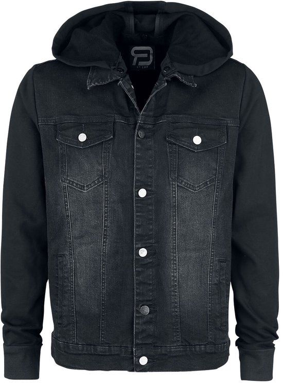 R.E.D. by EMP R.E.D. Rock-Engineered Design Donkergrijs spijkerjack met capuchon - Heren - 3XL