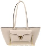 Coccinelle Leren shopper Double Beat Grained Leather Handbag Sandshell beige