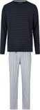 Phil & Co. Berlin Phil & Co Heren Lange Pyjama Set Donkerblauw/Grijs Gestreept - Maat XXL
