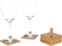 Löwenthal Onderzetters voor glazen - 6 stuks - bruin - bamboe - 9x9 cm