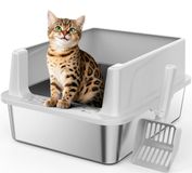 Merkloos Kattenbak Roestvrij staal 18 liter Lekvrij 44 x 34 x 21 cm