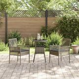 vidaXL Tuin Eettafel Set Poly Rattan Grijs