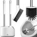 Ruhhy Dubbele Toiletborstel Siliconen met Houder - Wit/Zilver