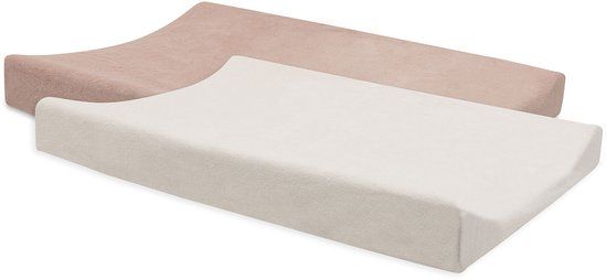 Jollein Aankleedkussenhoes - 50x70cm - Badstof - Wild Rose/Ivory - 2 stuks