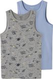NAME IT Jongens NKMTANK TOP 2P GREY SPACE NOOS Onderhemden - 2 stuks - Katoen/Viscose/Elastaan - Maat 146/152 - Grijs Melange