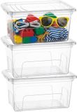 PLASTICFORTE Opslagbox Easy met deksel - 3x - 4.4 Liter - 27 x 14 x 19 cm - transparant - kunststof
