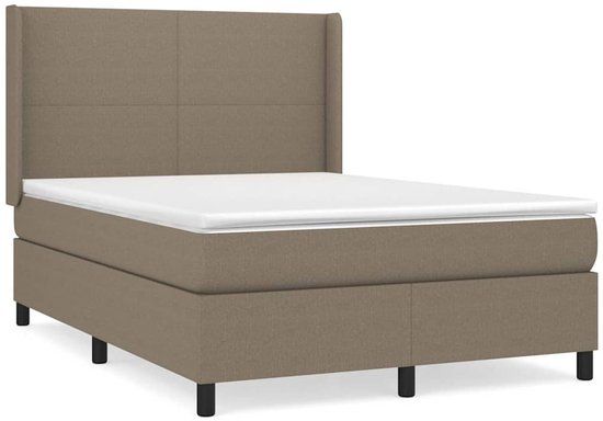 vidaXL Boxspring met matras stof taupe 140x190 cm