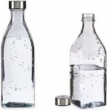 Gerimport Waterkan - met deksel - 1L - glas - kurk - waterkaraf - schenkkan - vierkant