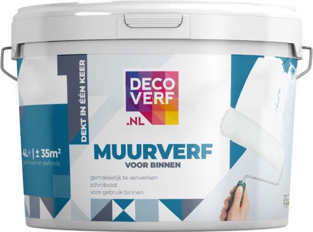 Decoverf.nl Decoverf muurverf mat - 9003/wit - 4L - 8719743417748