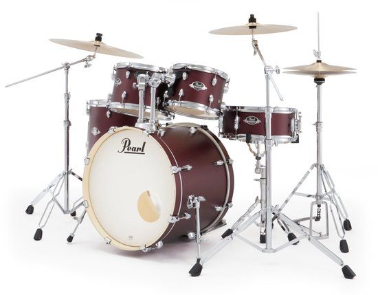 Pearl Export EXX705NNBR/C864 Satin Scarlet 5d. drumstel met hardware en bekkenset (fusion)