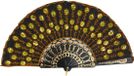 Faram Party Spaanse handwaaier - zwart/goud - pailletten - kunststof/polyester - 24 x 44 cm