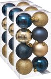 Feeric lights & Christmas Atmosphera Kerstballen - 24 stuks - Kunststof - Blauw-Champagne - 7 cm