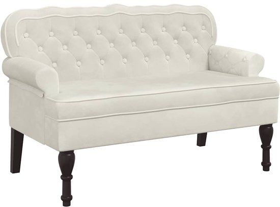 vidaXL Bankje met rugleuning 119,5x64,5x75 cm fluweel crèmekleurig