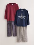 Next - Jongens - Set van 2 geweven geruite pyjama's met lange mouwen - Rood