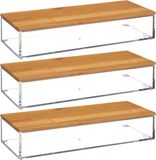 5five Set van 3x stuks sieraden/make-up houder/box 25,5 x 5 cm van kunststof - Transparant